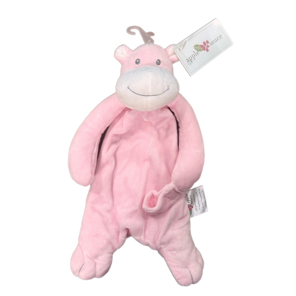 Apple Sauce baby baby Pink Hippo Baby Lovey Security Blanket pacifier Nummy NEW